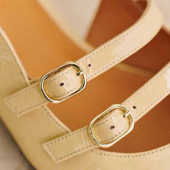 Sézane Patent Paula Babies Pale Butter Yellow 39/8 *New* - Picture 4 of 5